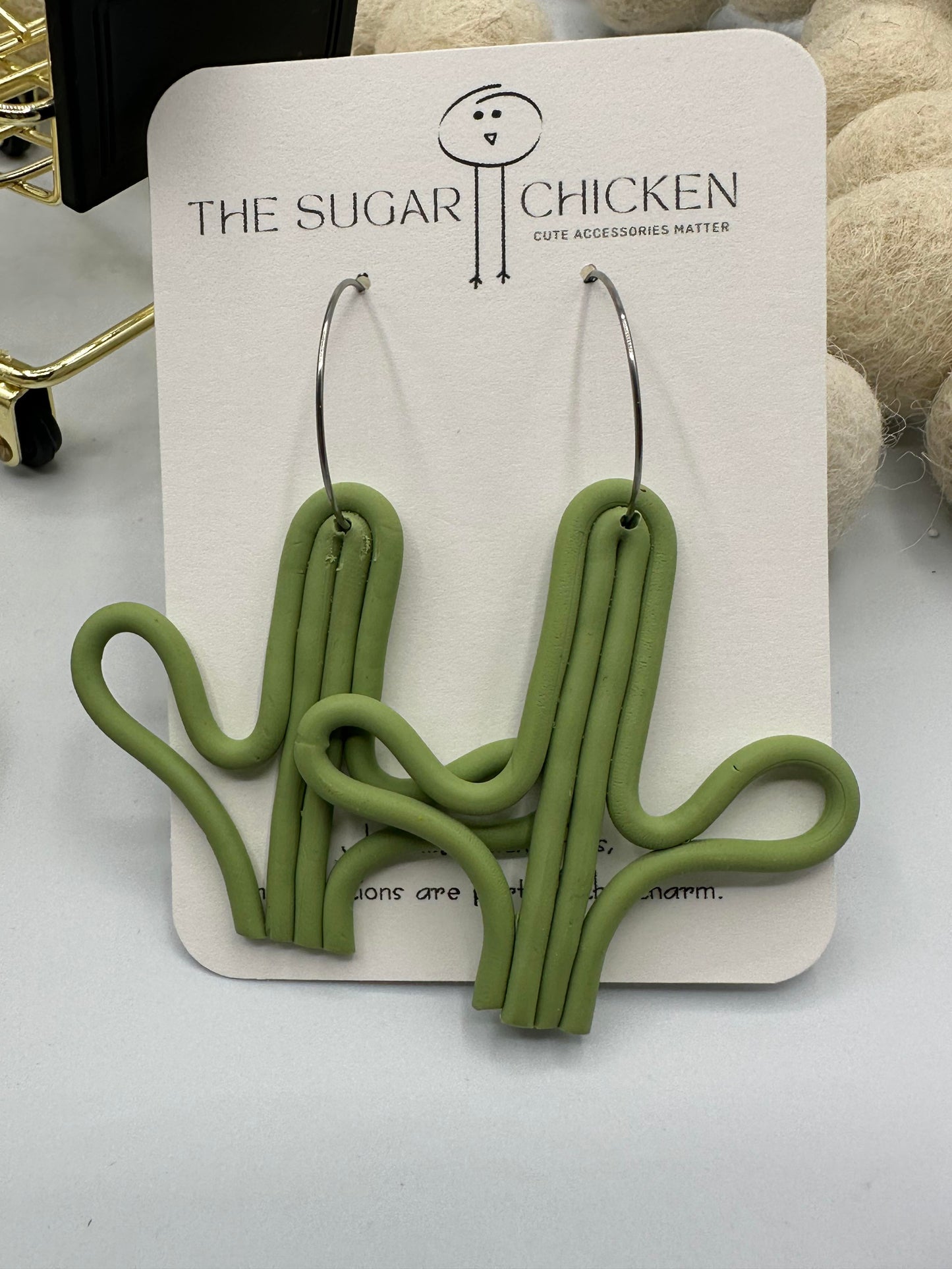 "Macrame" Cactus Earring