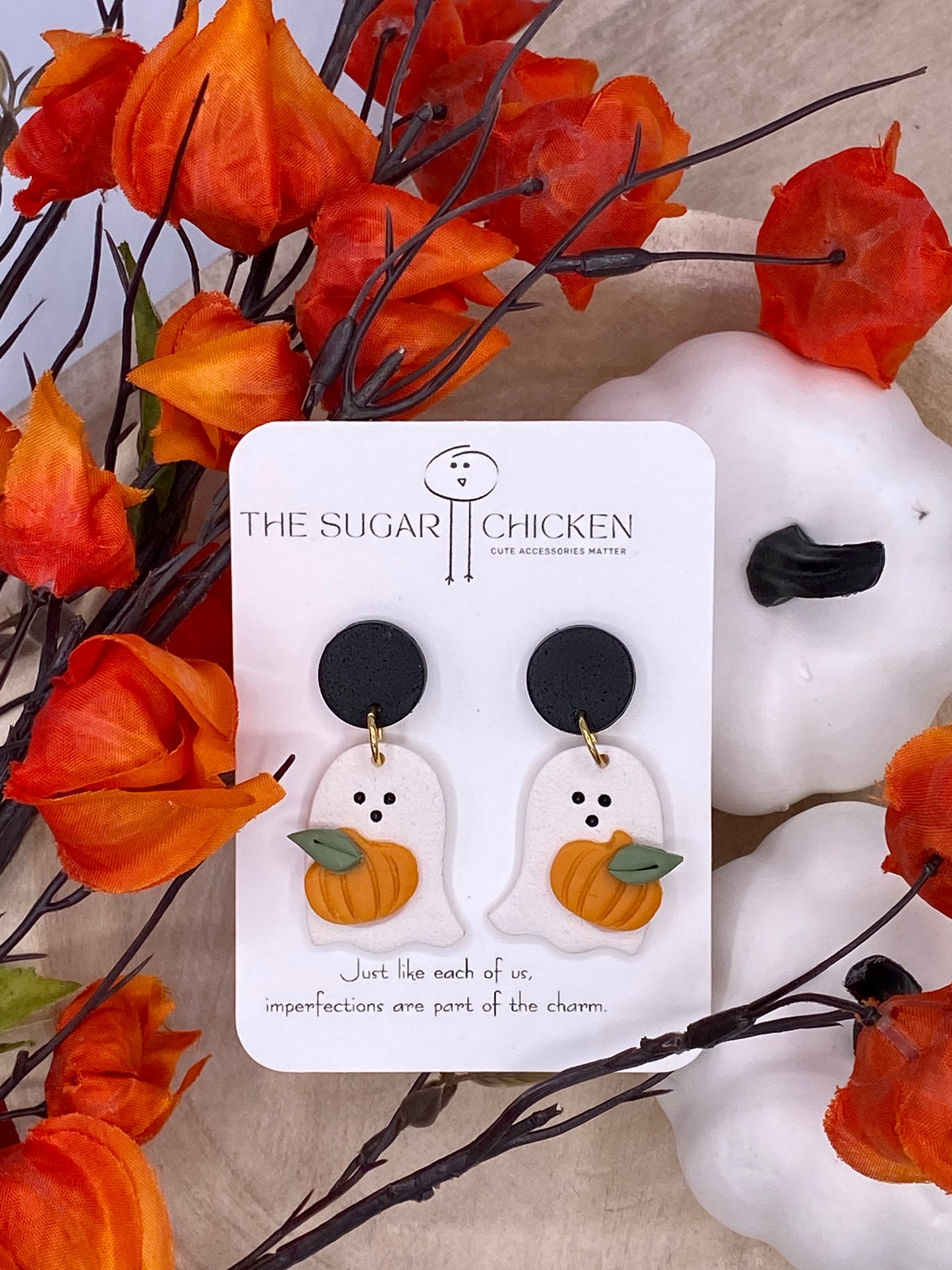 Pumpkin Patch Ghost Dangle Earring